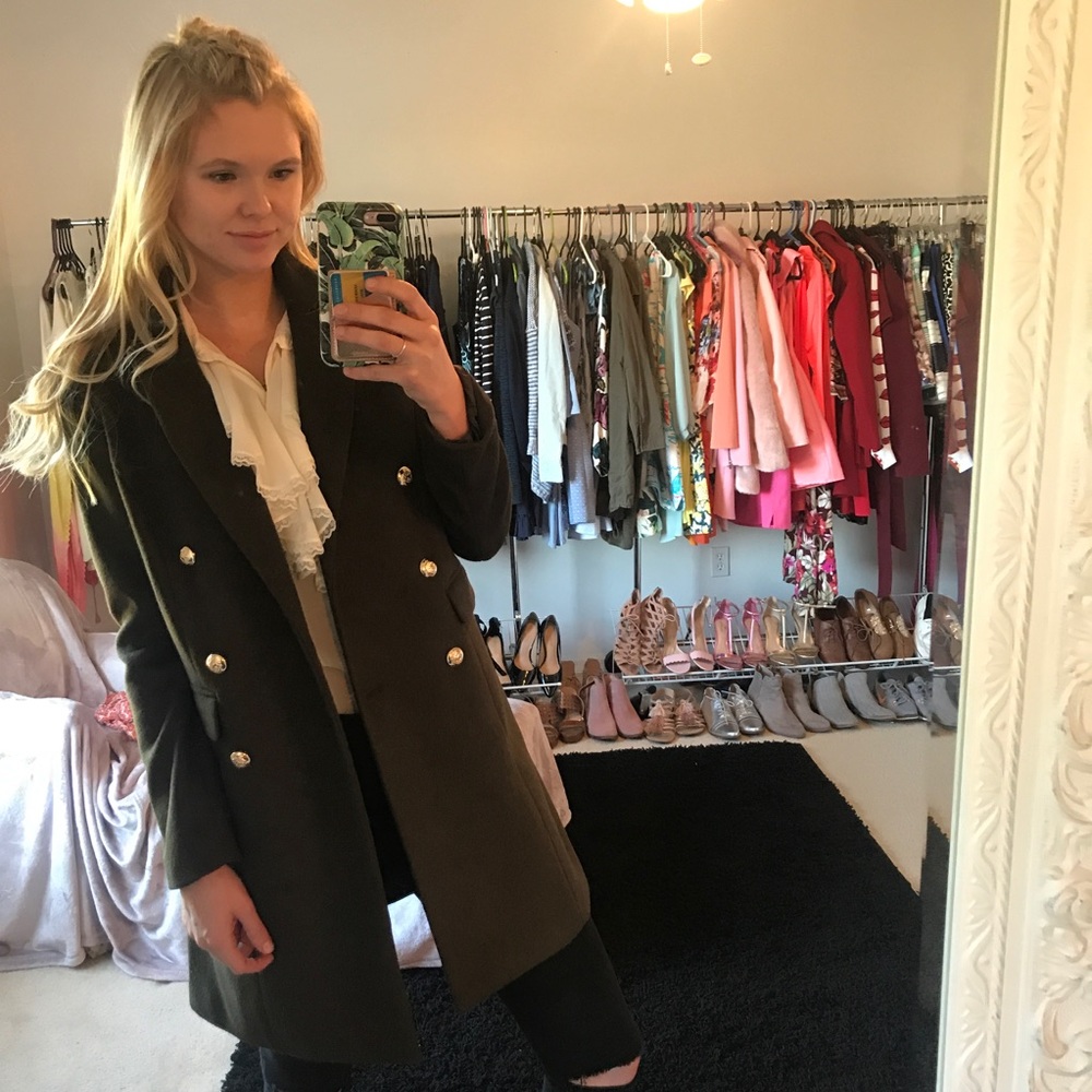 Double-Breasted Military Coat in Green